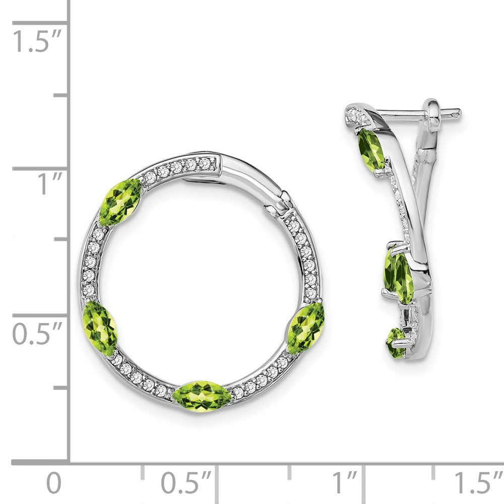 14K Weißgold Creolen mit Peridot und echten Diamanten