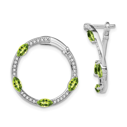 14K Weißgold Creolen mit Peridot und echten Diamanten