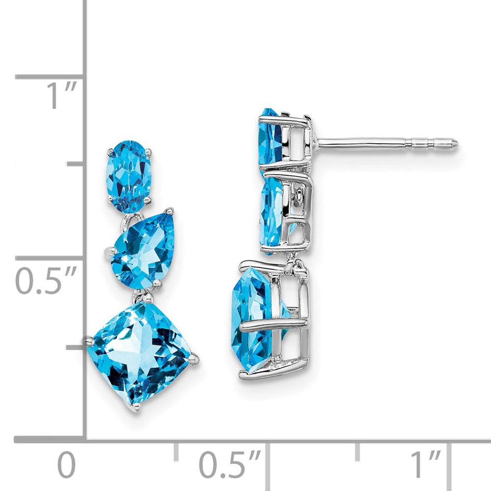 Massiv 14K Weißgold Synthetisch Blautopas Ohrhänger