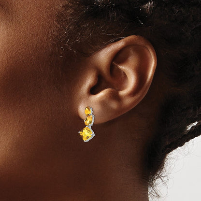 14K Weißgold Citrin-Ohrhänger