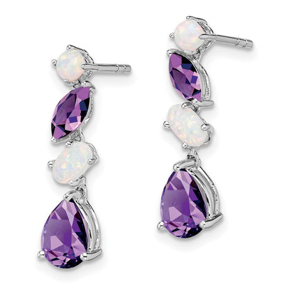14K Weißgold Amethyst und Opal Ohrhänger