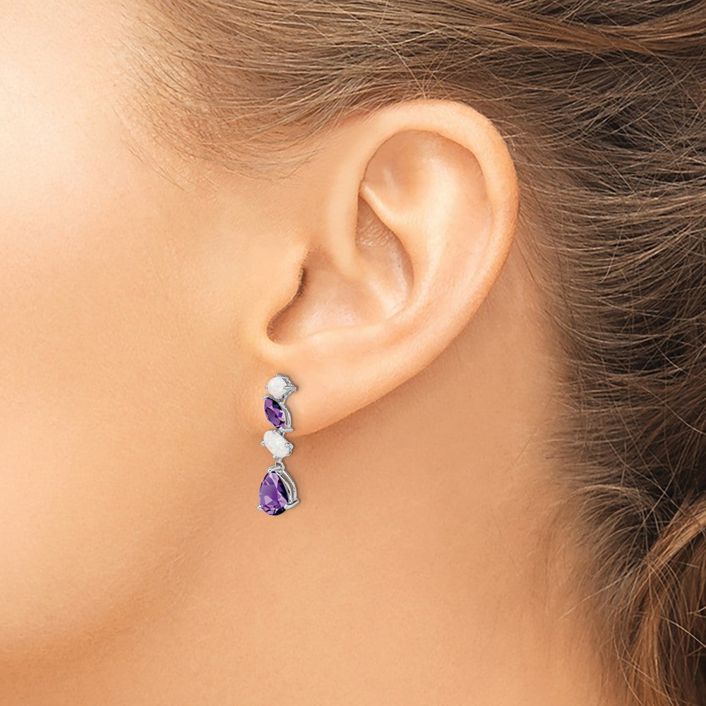 14K Weißgold Amethyst und Opal Ohrhänger