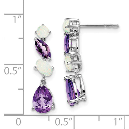 14K Weißgold Amethyst und Opal Ohrhänger