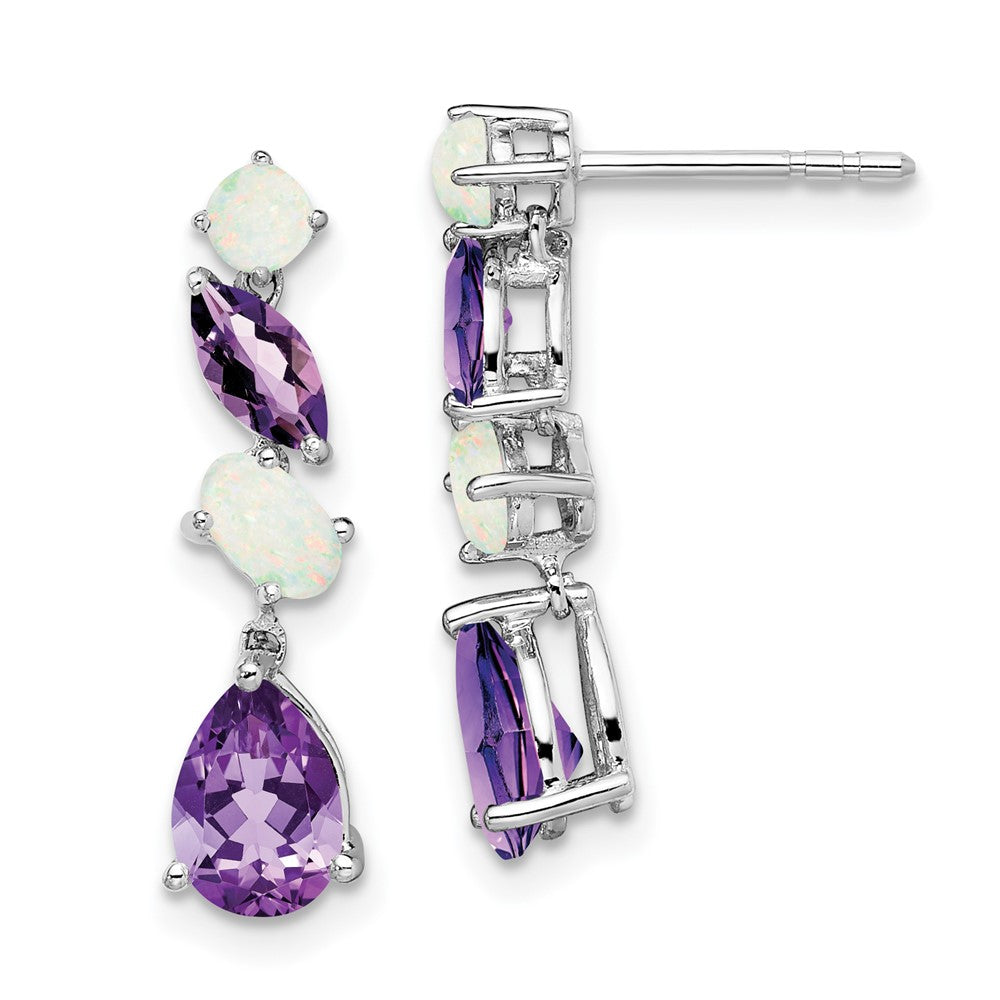 14K Weißgold Amethyst und Opal Ohrhänger