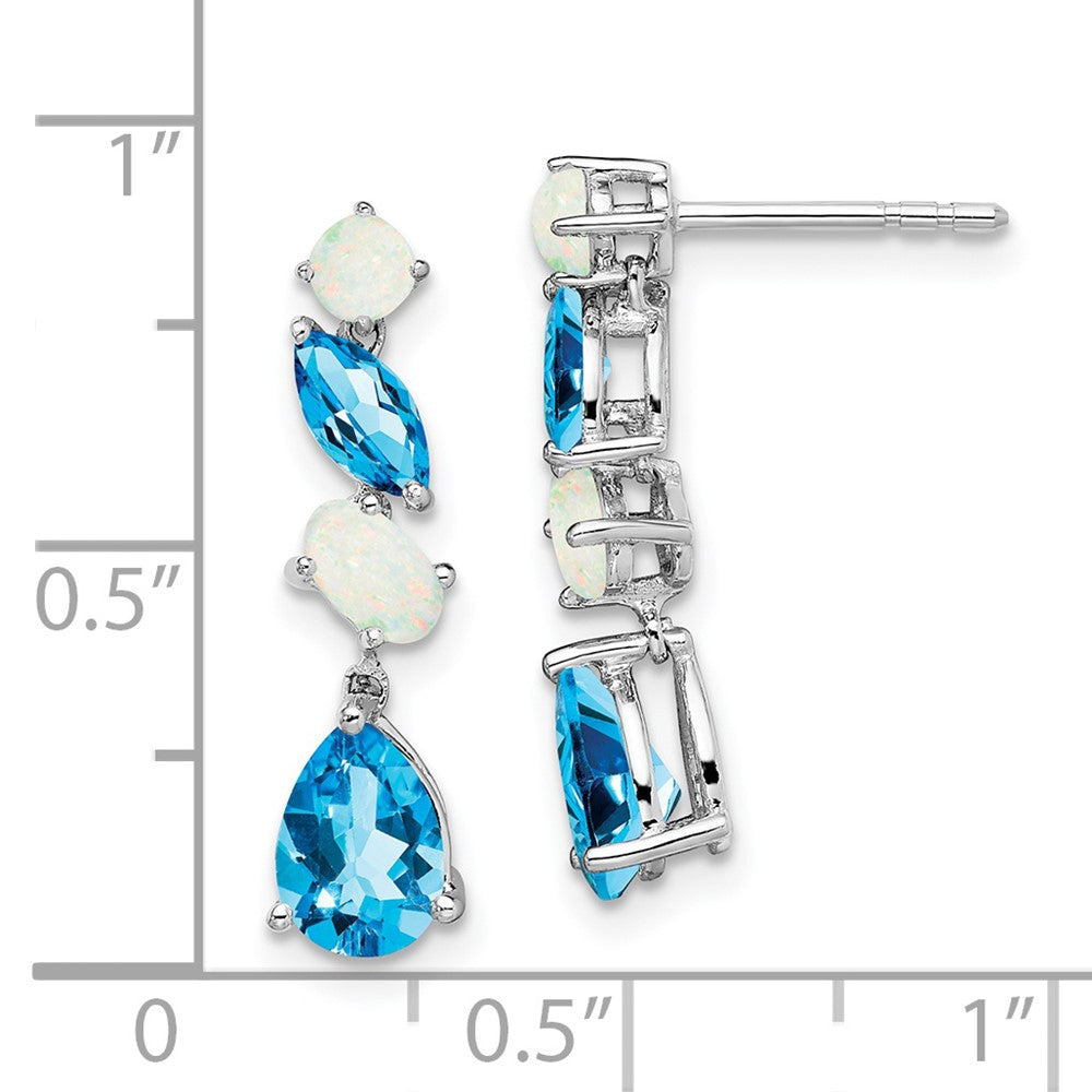 14K Weißgold Blautopas und Opal Ohrhänger