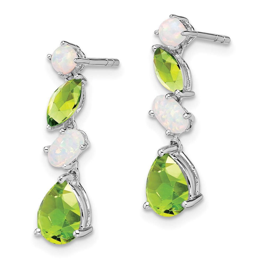 14K Weißgold Peridot und Opal Ohrhänger