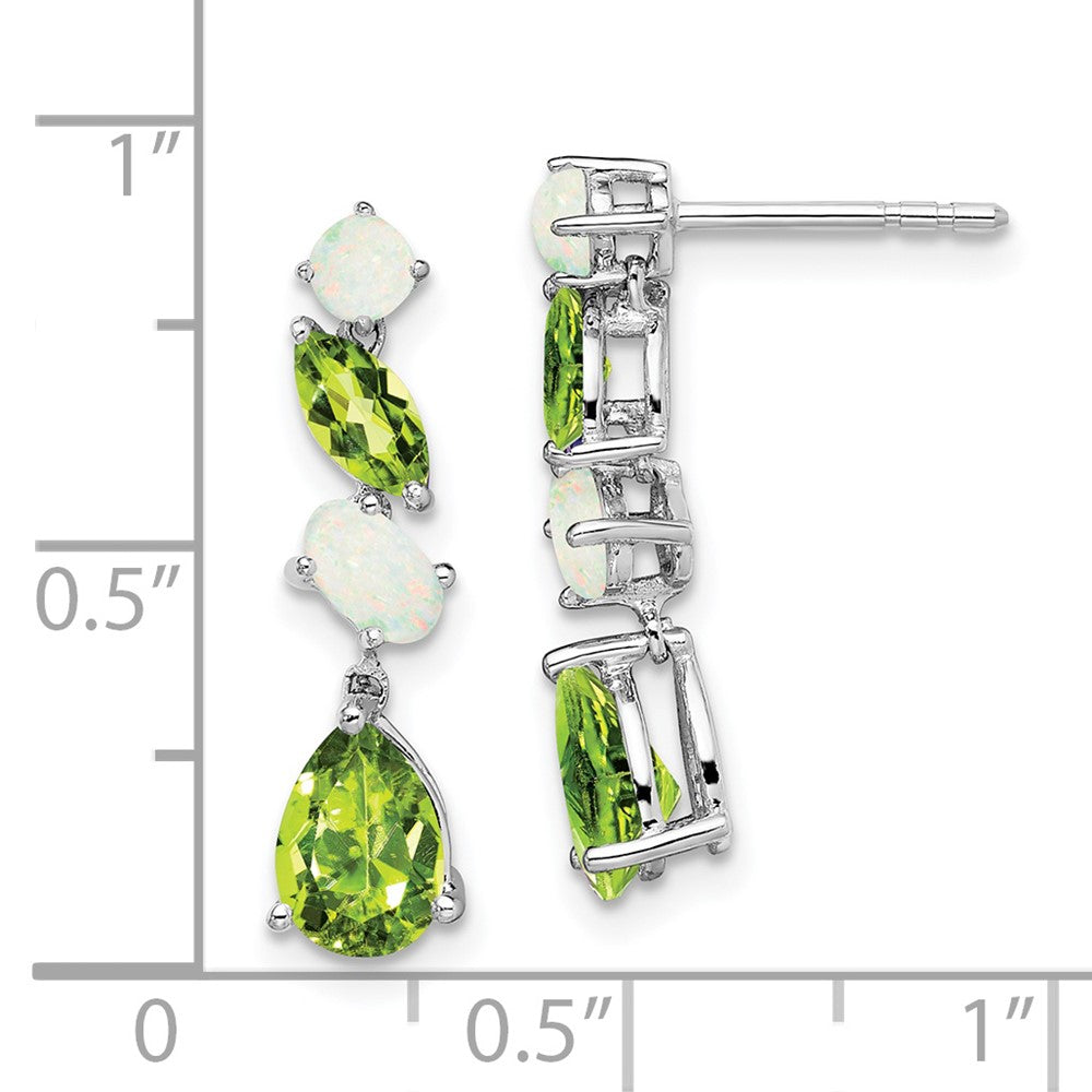 14K Weißgold Peridot und Opal Ohrhänger