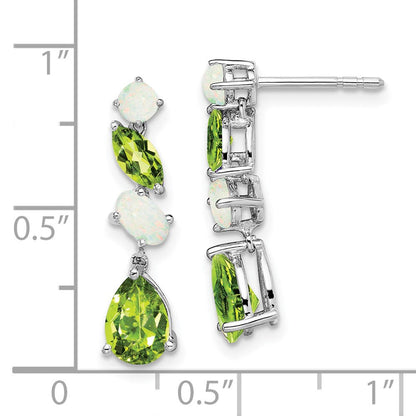 14K Weißgold Peridot und Opal Ohrhänger