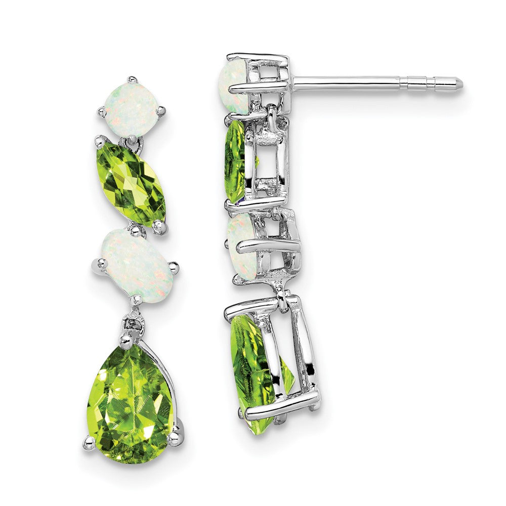 14K Weißgold Peridot und Opal Ohrhänger