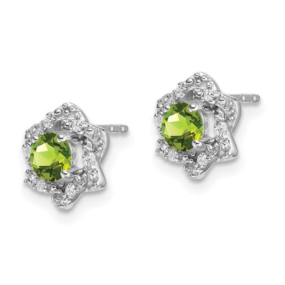 14K Weißgold Ohrstecker mit Peridot und echten Diamanten