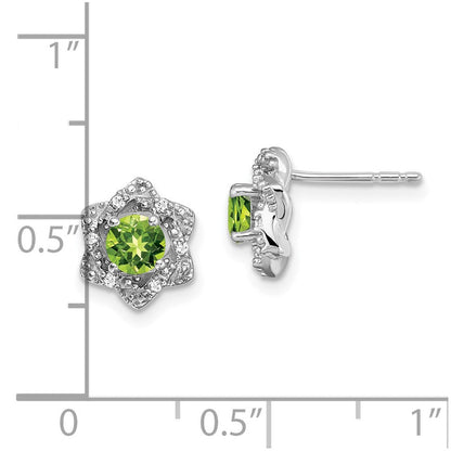 14K Weißgold Ohrstecker mit Peridot und echten Diamanten