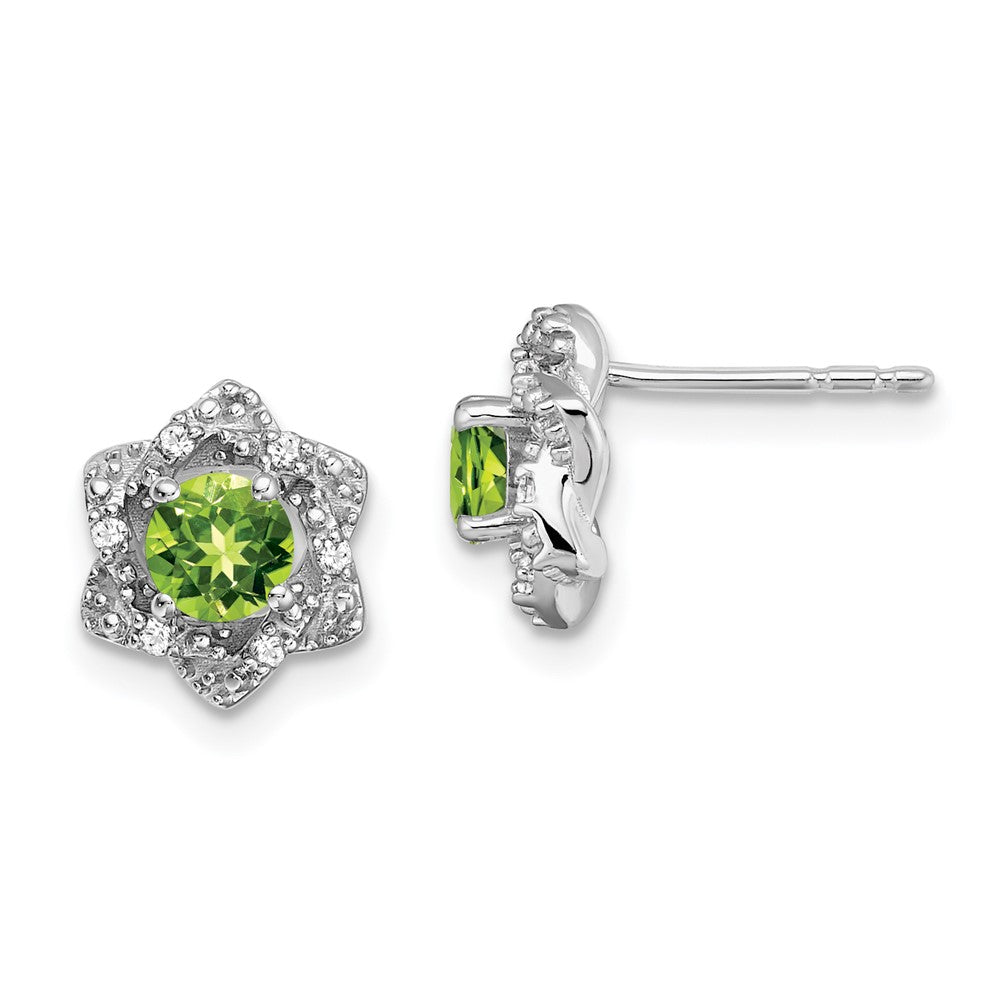 14K Weißgold Ohrstecker mit Peridot und echten Diamanten