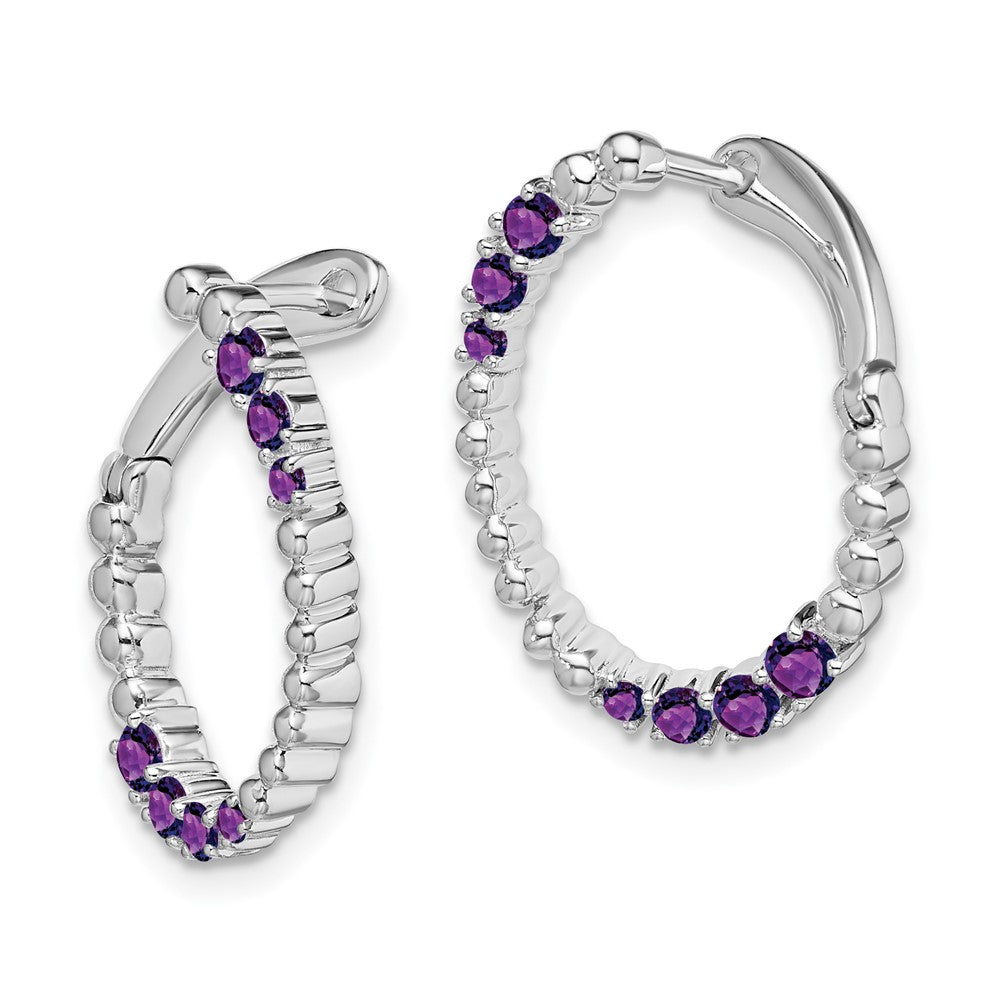 14K Weißgold Amethyst Oval Creolen