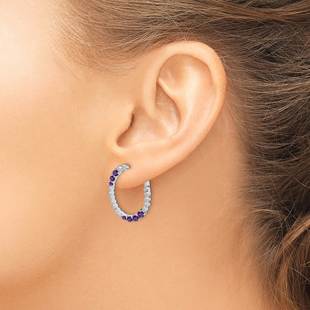 14K Weißgold Amethyst Oval Creolen