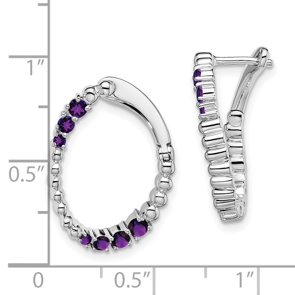 14K Weißgold Amethyst Oval Creolen
