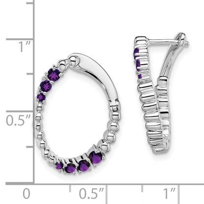 14K Weißgold Amethyst Oval Creolen