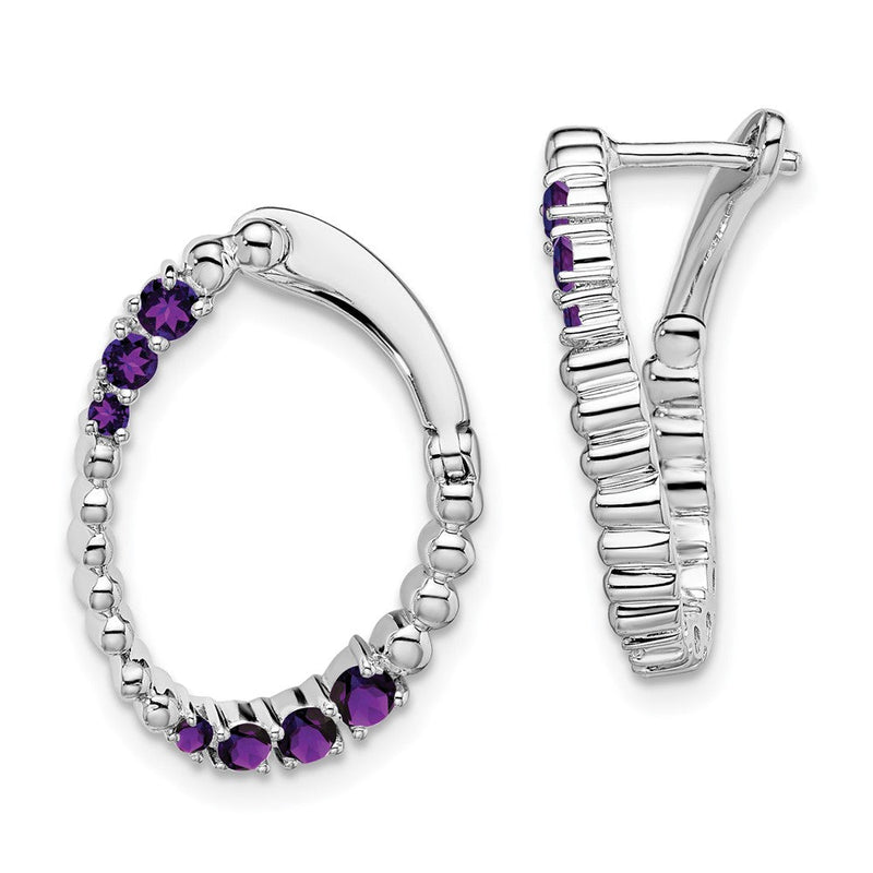 14K Weißgold Amethyst Oval Creolen