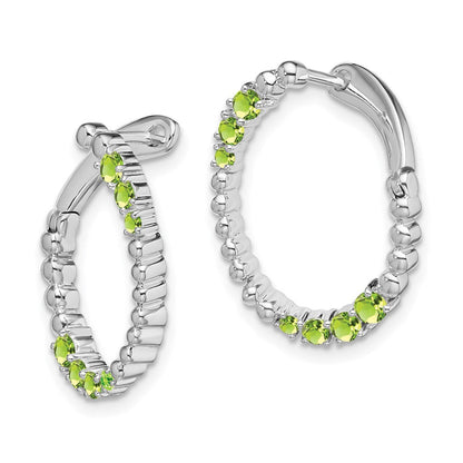 14K Weißgold Peridot Creolen, oval