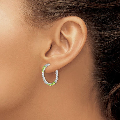 14K Weißgold Peridot Creolen, oval