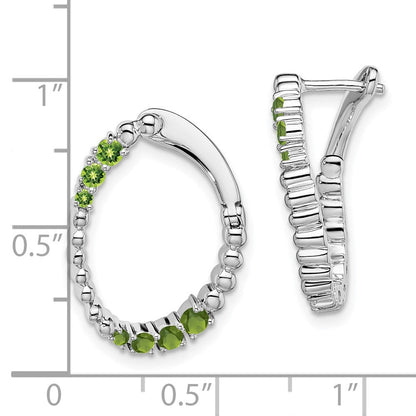 14K Weißgold Peridot Creolen, oval