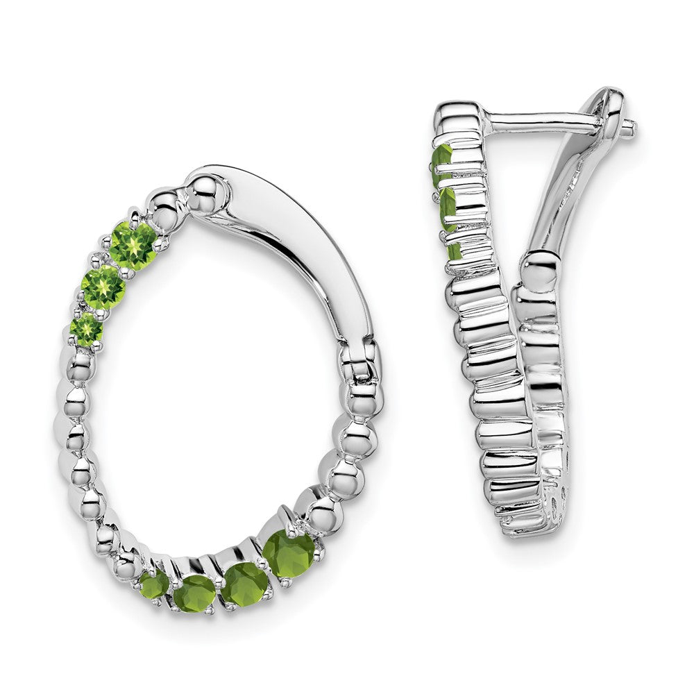 14K Weißgold Peridot Creolen, oval