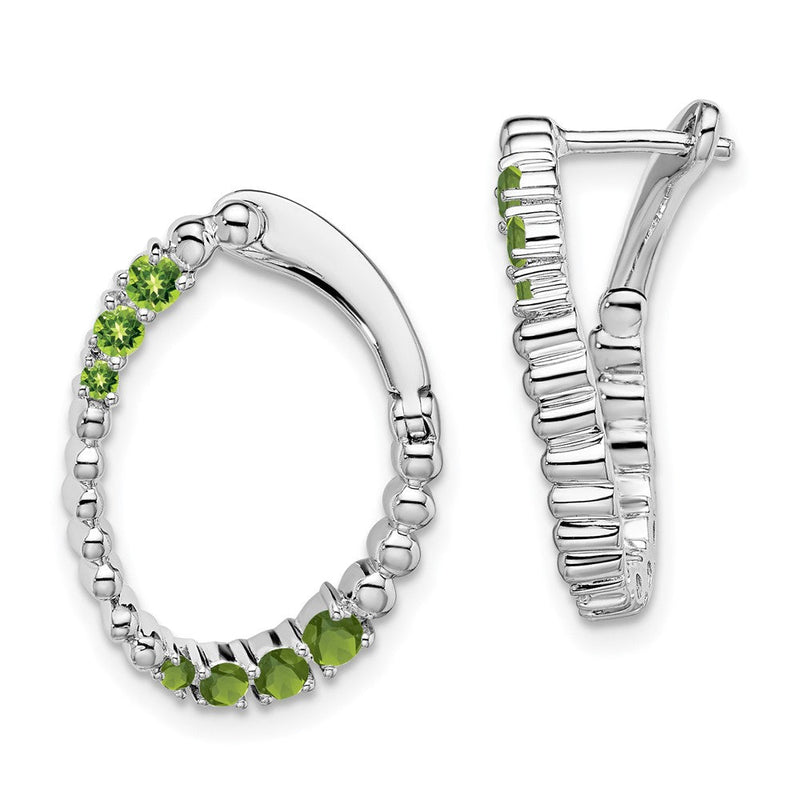 14K Weißgold Peridot Creolen, oval