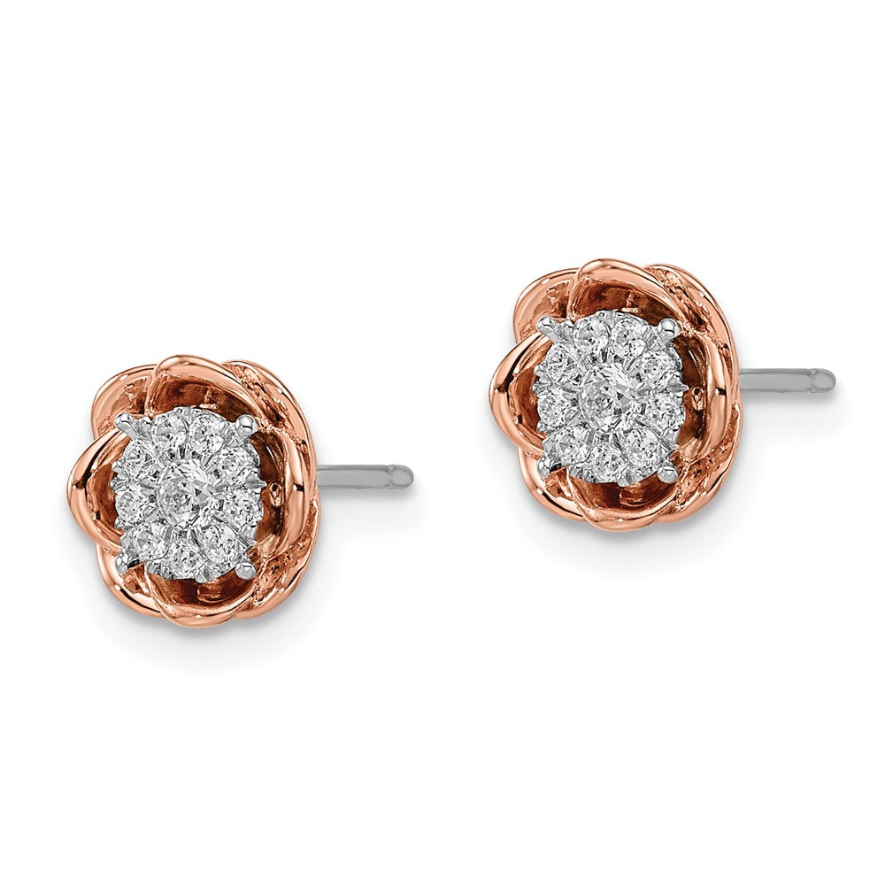 14K Zweifarbig 0,25 ct. Laborgezüchtete Diamanten VS/SI+ G+ Blumen-Cluster-Ohrstecker