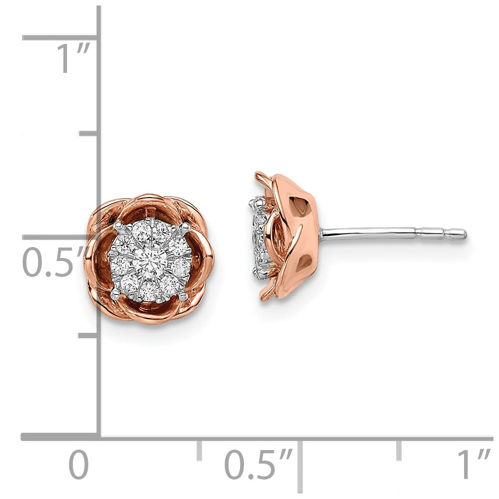 14K Zweifarbig 0,25 ct. Laborgezüchtete Diamanten VS/SI+ G+ Blumen-Cluster-Ohrstecker