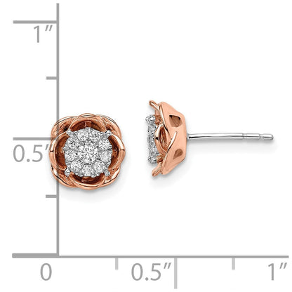 14K Zweifarbig 0,25 ct. Laborgezüchtete Diamanten VS/SI+ G+ Blumen-Cluster-Ohrstecker