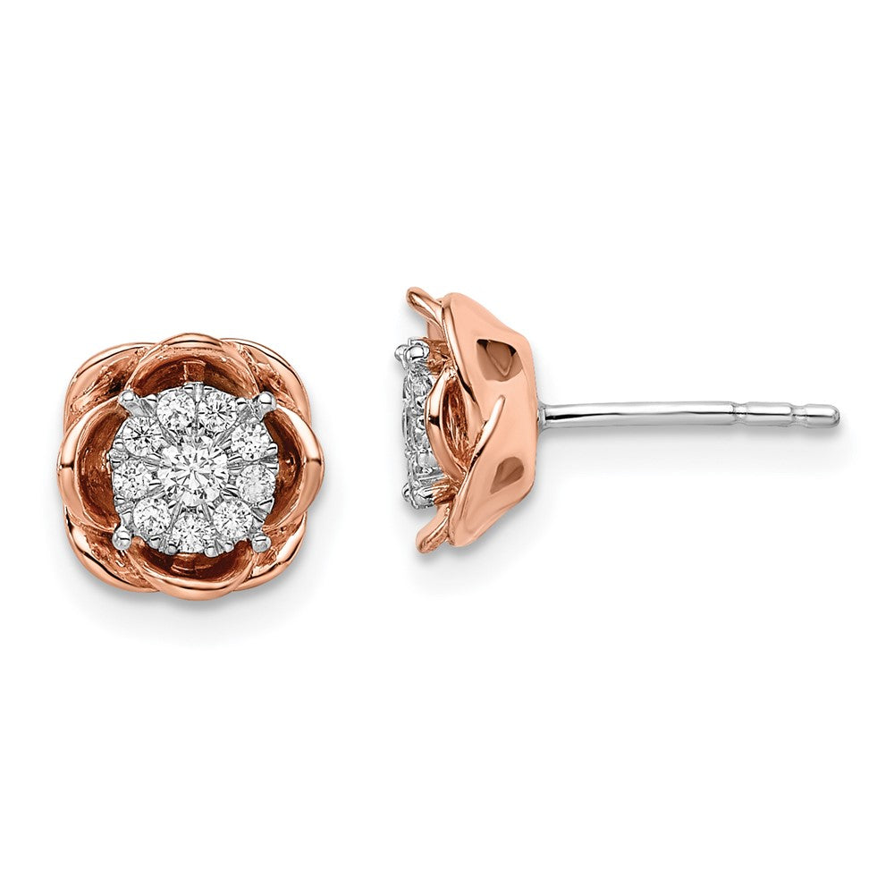 14K Zweifarbig 0,25 ct. Laborgezüchtete Diamanten VS/SI+ G+ Blumen-Cluster-Ohrstecker
