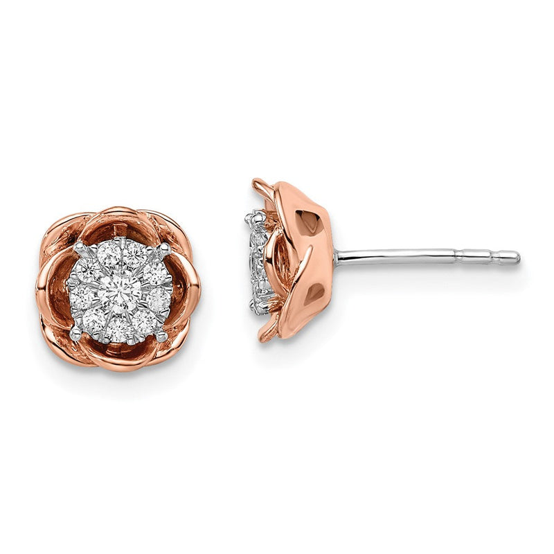 14K Zweifarbig 0,25 ct. Laborgezüchtete Diamanten VS/SI+ G+ Blumen-Cluster-Ohrstecker