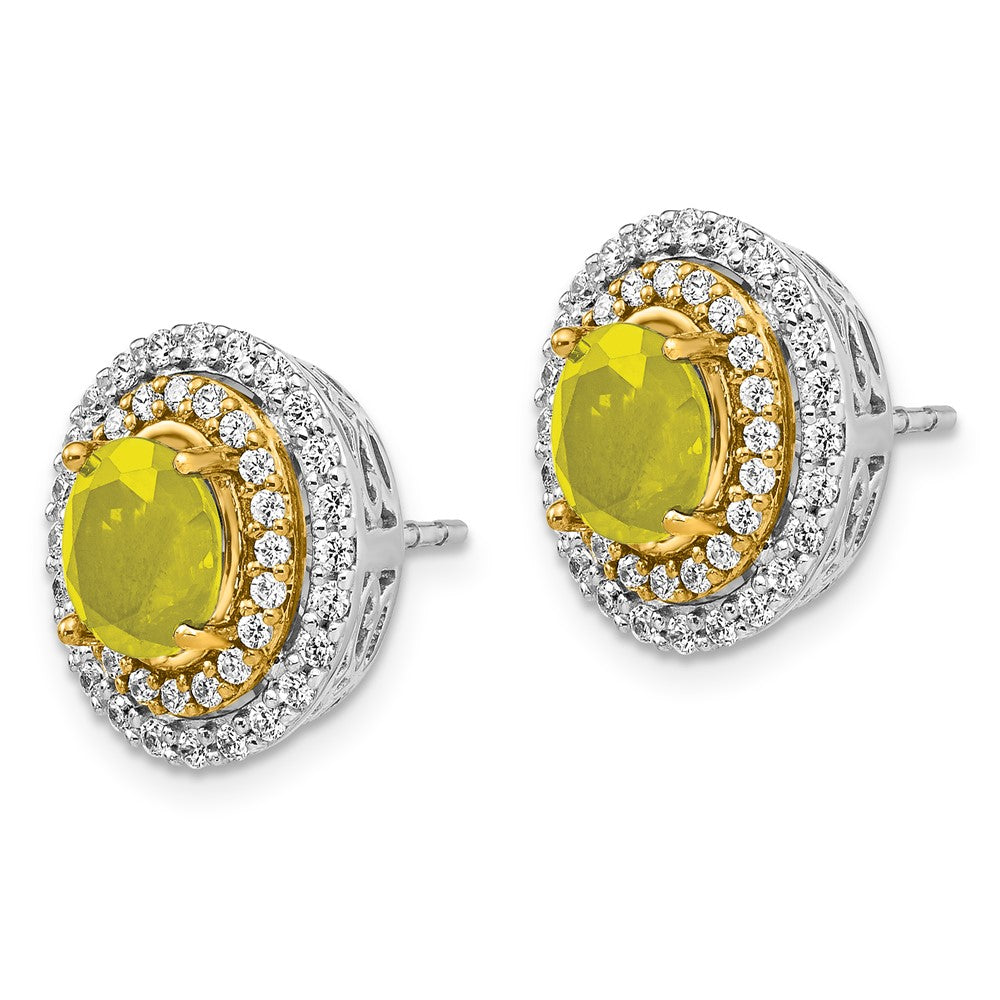 14K Bicolor Ohrringe mit laborgezüchtetem VS/SI+ G+ Diamant und synthetischem gelbem Saphir