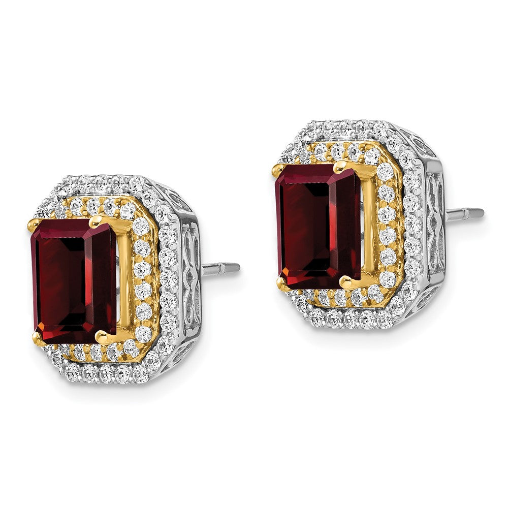 14K Bicolor Ohrringe mit Labor-Diamanten VS/SI+ G+ und synthetischem Rubin