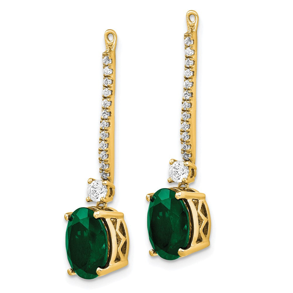 14K Weißgold Ohrring-Jackets mit Labor gezüchteten Diamanten VS/SI+ G+ und synthetischem Smaragd