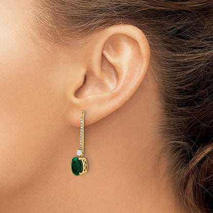 14K Weißgold Ohrring-Jackets mit Labor gezüchteten Diamanten VS/SI+ G+ und synthetischem Smaragd
