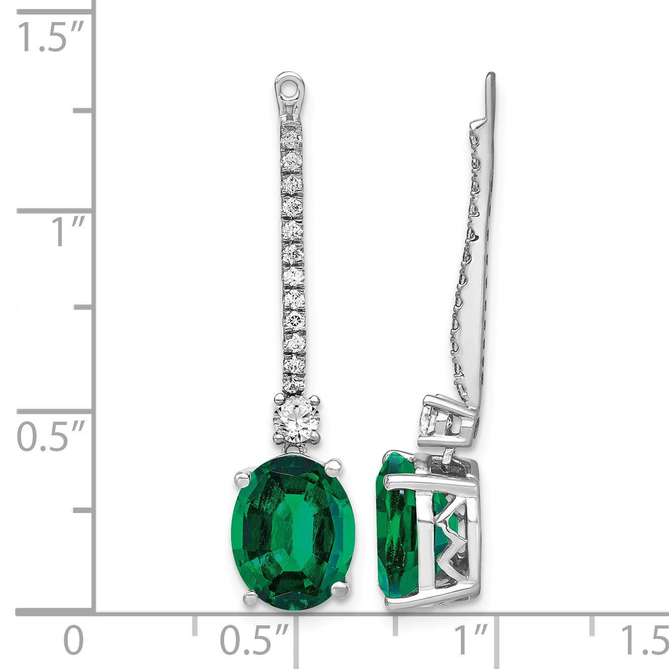 14K Weißgold Ohrring-Jackets mit Labor gezüchteten Diamanten VS/SI+ G+ und synthetischem Smaragd