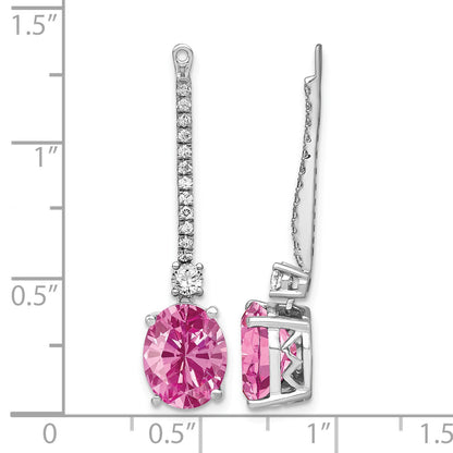 14K Weißgold Ohrring-Jackets mit Labor gezüchteten Diamanten VS/SI FGH und gezüchteten pinken Saphiren