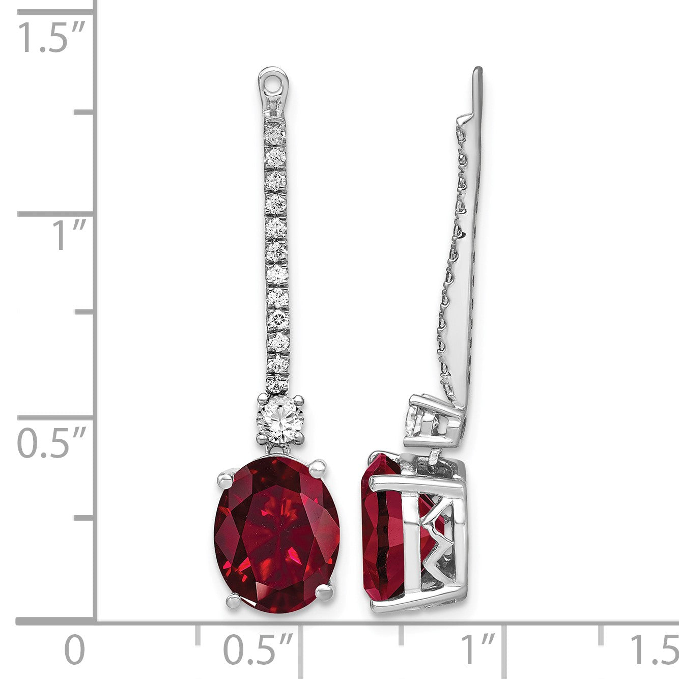 14K Weißgold Ohrring-Jackets mit 0,5 ct. im Labor gezüchteten Diamanten VS/SI+ G+ und im Labor gezüchteten Rubinen