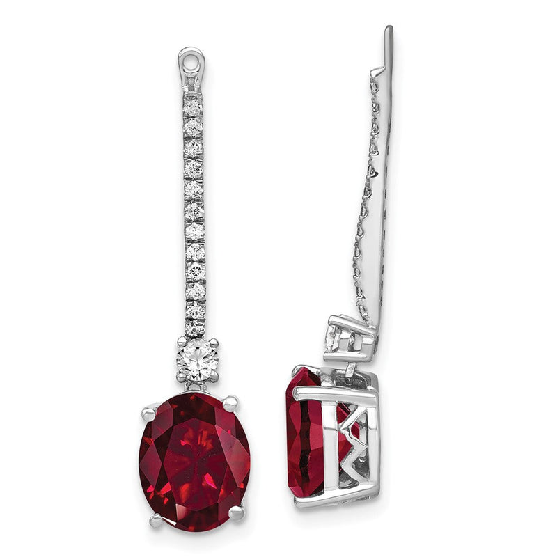 14K Weißgold Ohrring-Jackets mit 0,5 ct. im Labor gezüchteten Diamanten VS/SI+ G+ und im Labor gezüchteten Rubinen