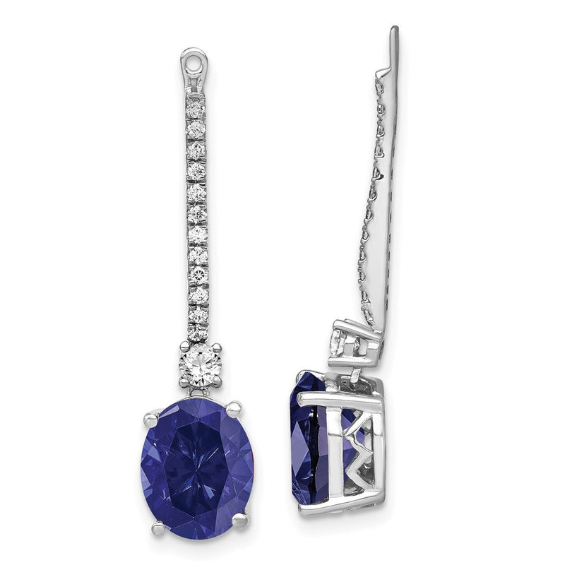 14K Weißgold Ohrring-Jackets mit 0,5 ct. Laborgezüchteten Diamanten VS/SI+ G+ und Laborgezüchteten Blauen Saphiren