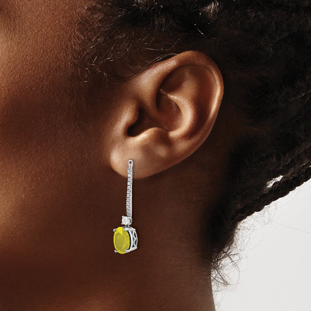 14K Weißgold Ohrring-Jacket mit im Labor gezüchteten Diamanten (VS/SI+, G+) und synthetischem gelben Saphir