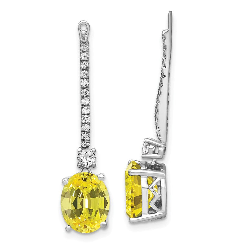 14K Weißgold Ohrring-Jacket mit im Labor gezüchteten Diamanten (VS/SI+, G+) und synthetischem gelben Saphir