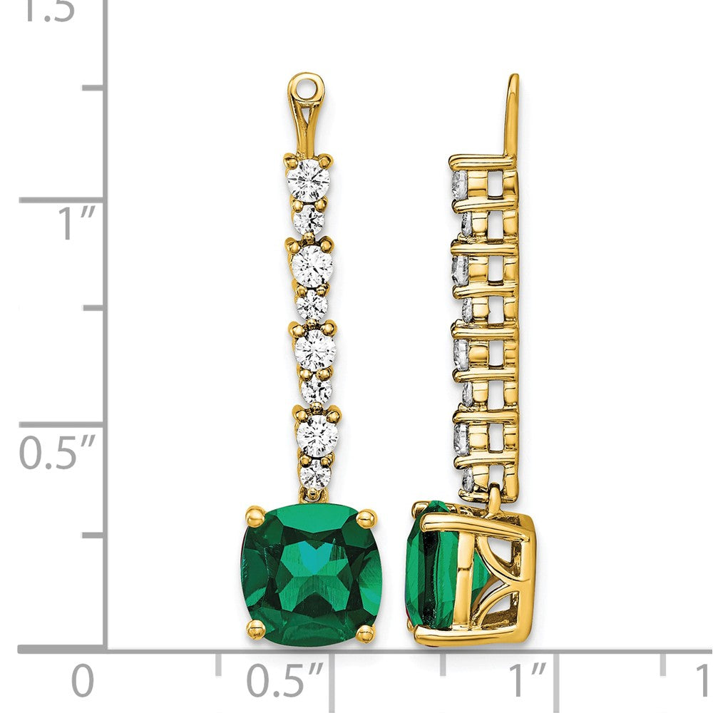 14K Gelbgold Ohrring-Jackets mit im Labor gezüchteten VS/SI FGH Diamanten und gezüchteten Smaragden
