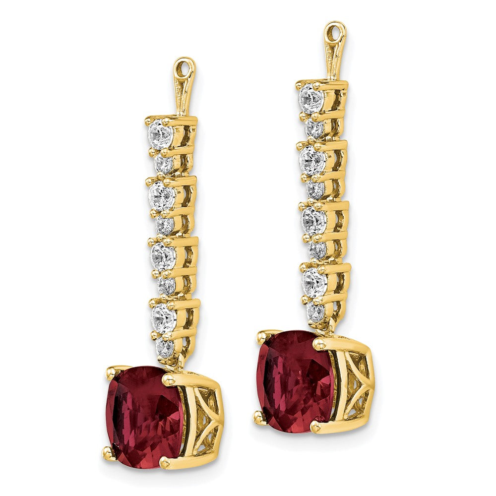 14K Gelbgold Ohrring-Jackets mit 0,625 ct. im Labor gezüchteten Diamanten VS/SI+ G+ und im Labor gezüchteten Rubinen