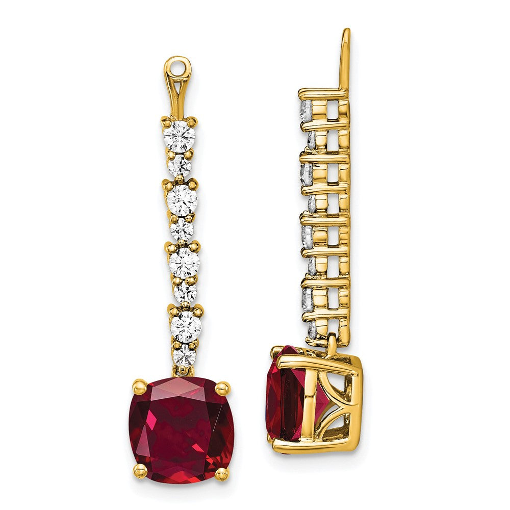 14K Gelbgold Ohrring-Jackets mit 0,625 ct. im Labor gezüchteten Diamanten VS/SI+ G+ und im Labor gezüchteten Rubinen