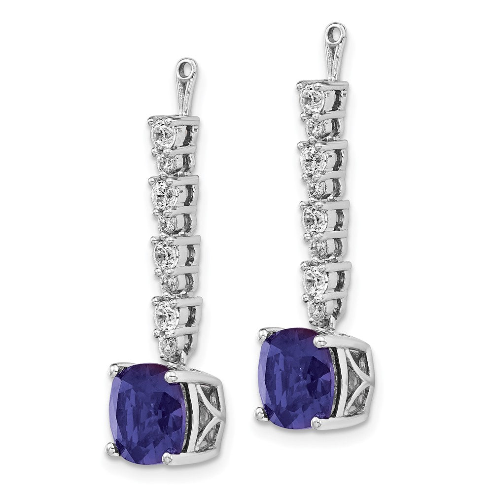 14K Weißgold Ohrring-Jackets mit 0,625 ct. Laborgezüchteten Diamanten VS/SI+ G+ und Laborgezüchteten Blauen Saphiren