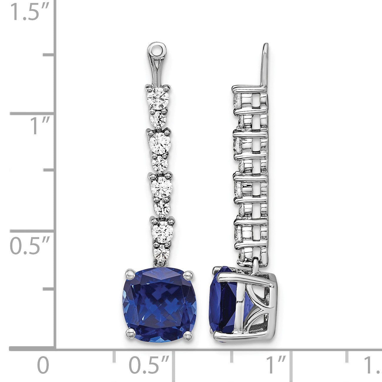 14K Weißgold Ohrring-Jackets mit 0,625 ct. Laborgezüchteten Diamanten VS/SI+ G+ und Laborgezüchteten Blauen Saphiren