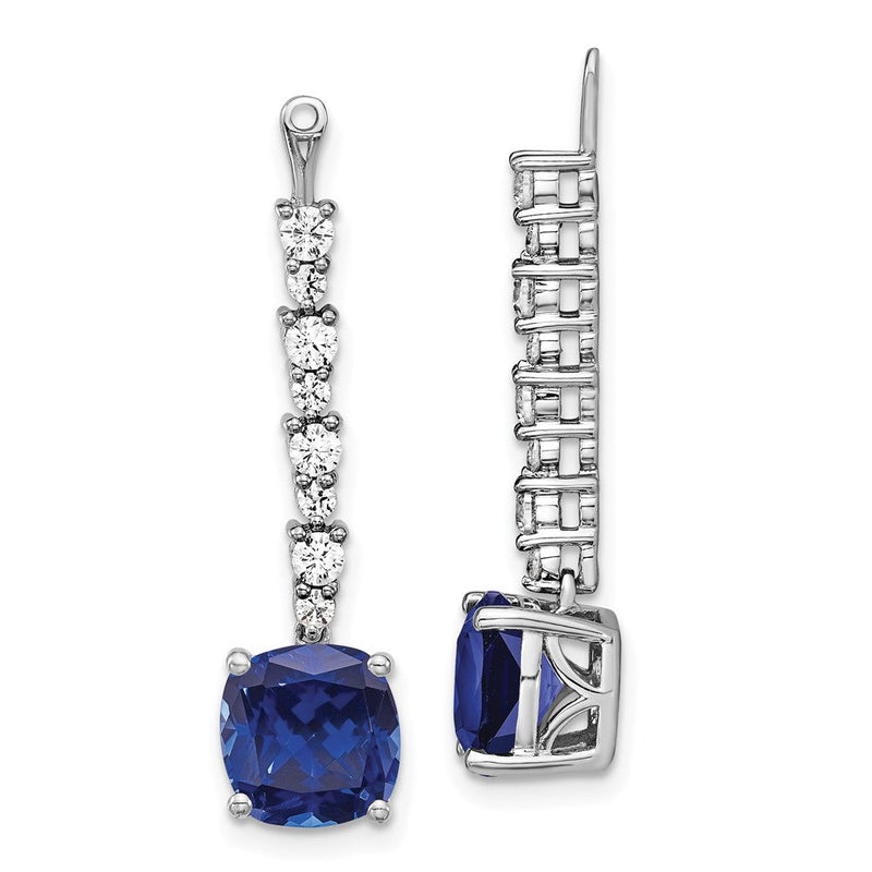 14K Weißgold Ohrring-Jackets mit 0,625 ct. Laborgezüchteten Diamanten VS/SI+ G+ und Laborgezüchteten Blauen Saphiren