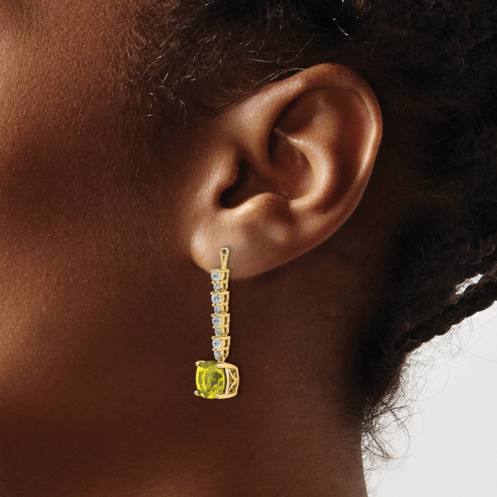 14K Gelbgold Laborgezüchtete Diamant- und Saphir-Ohrring-Jackets VS/SI+ G+