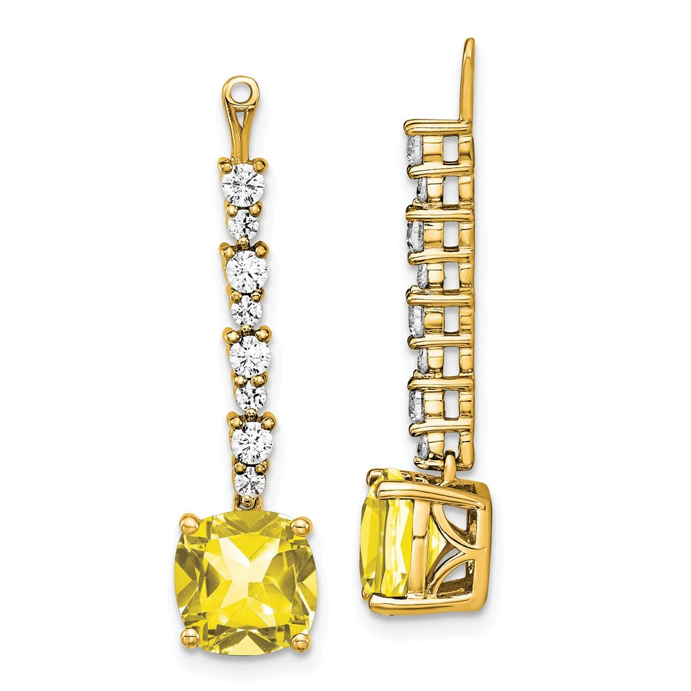 14K Gelbgold Laborgezüchtete Diamant- und Saphir-Ohrring-Jackets VS/SI+ G+
